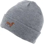 The House Of Dog: Dachshund Sausage Dog Owner Gift. Classic Cuffed Unisex Beanie Ski Hat With Embroidered Design. Grey