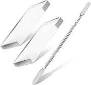 Ipetboom Glass Nail Art Palette Set 2x Mixing Toning Boards Stainless Steel Dual Head Cuticle Pusher Manicure Set for Professionals