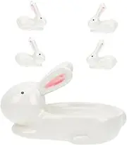Ciieeo 1 Set Creative Rabbit Shape Ceramic Chopstick Racks Seasoning Plate Hand Painted Table Decor for Elegant Dining Kitchen Accessories