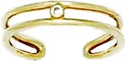 [JewelryWeb] 14k Yellow Gold CZ Simulated Diamond Adjustable Double Row Body Jewelry toe ring-toe ring for Women