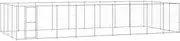 Outdoor Dog Kennel with Lockable Latch - Galvanised Steel Construction, 43.56 m², Silver, Secure and Spacious Design with Mesh Sidewalls and Hinged Door