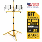 10000 Lumen LED Working Light Dual Head Telescoping Tripod Stand Rotating Lamps