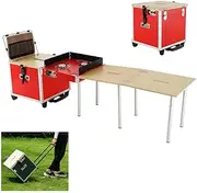 UYSOFRCV Burner Gas BBQ Grill, Outdoor Barbecue Trolley with Wheels, Warming Rack, Side Shelves, Cabinet, Camping Travel Kitchen Work Top,for Garden, Party,Camping,Red