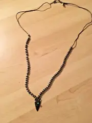 Sterling silver beads on leather cord adjustable necklace W/ arrow pendant