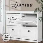 Artiss Shoe Rack Storage Cabinet Organiser Shelf Cupboard 4-tier 16 Pairs White