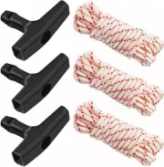 3 Pack 10 ft x 9/64 (3.5mm) Pull Cord Rope with Starter Handle White & Red New