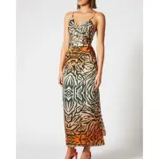 NWT Scanlan Theodore Silk Ombre Tiger Tie Dress, 100% Silk, Australian 6 / US 2