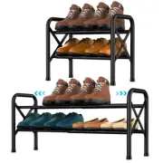 2-Tier Expandable Shoe Rack for Closet, Adjustable Shoe Organizer Metal Shoe ...