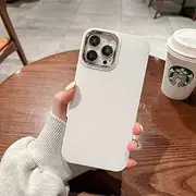 Liquid Silicone Square Matte Soft Case for iPhone 13 12 11 Pro Max XR XS X 7 8 Plus Plating Camera Ring Shockproof Cover,White,for iPhone 11