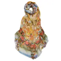 在飛比找樂天市場購物網優惠-大白傘蓋佛母金色藏佛教唐卡圍巾SWC815高端羊絨印花圍巾
