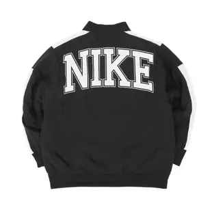 Nike 外套 NSW Team Jacket 黑 紅 女款 立領 復古 大Logo 保暖 DQ6610-010