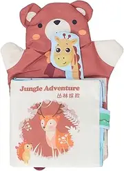 Baby Books Toys, Sensory Touch and Feel Crinkle Cloth Early Education Interactive Animal Stimulation Soft Book Car Seat Stroller for Babies Infants Toddlers Boys Girls Toys Newbor (Giungla)
