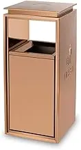Outdoor Trash Can Indoor/Outdoor Trash Can Square Metal Trash Can with Two Side Openings, Modern Household Commercial Trash Can Outside Garbage can(Medium)