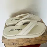FREE PEOPLE Wonderland Leather Sandal Flip Flop, Size 9.5, White, NWT