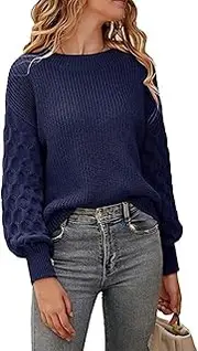 [Valtorixia] Women's 2025 Winter Pullover Sweater Casual Crewneck Sweaters for Women Loose Plain Jumper Sweater (Purple,Medium)