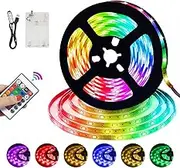 LED Strip 5 m Adhesive Strip with Battery USB RGB Fancy LEDs 5050 Remote Dimmable 16 Colours LED Strip Light Strip for Ambilight TV Retrofit Backlight, Party, Bar, Living Room, PC