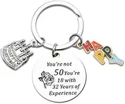 [Guqqeuc] 50th Birthday Gifts for Women Men Happy Birthday Keychain Gifts for Mom Dad 50th Bday Gifts for Aunt Uncle 50 Year Old Birthday Presents Keychains for Sister Brother Friends