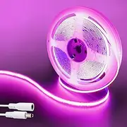 Clearhill 12V COB 320LED Strip Lights,16.4FT/5M(No Power Supply),Pink,320LEDs/M,with 5521DC Male and Female Connectors,8mm Width,IP20,for DIY Home Indoor Decoration