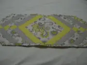 Spring Paisley Quilted Table Runner 13x35 inches grey/yellow/cream