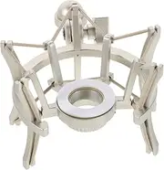 Kisangel Microphone Shock Mount Holder Adjustable Hole Vibration Mic Bracket for Live Streaming Podcasting Recording Sturdy Plastic Design with Modern Silver Aesthetic