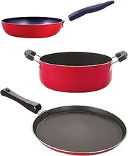 [NIRLON] Dishwasher Safe Non Stick Cookware Pots and Pans Set of 3 Pieces (FT11_CVG_CS24)