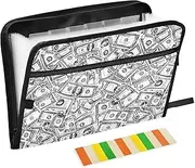Large File Folders 13 Pockets A4 Letter Size with Zipper Closure for Document Storage Dollar Pattern carpeta de