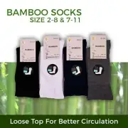 Bamboo Socks Wide Loose Top Diabetic Sock Women size 2-11 Black Navy White Grey