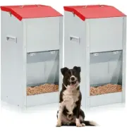 2 Pcs Large Automatic Dog Feeders with Handle Acrylic Panel Galvanized Gravity F