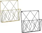 PLAFOPE 2pcs Wall Mounted File Storage Rack Multi Function Household Organizer for Documents Books Magazines Stylish Design for Home Office and Dormitory Use