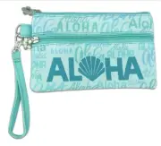 Hawaiian Print Canvas Wristlets Handbags Aloha Blue Hawaii Island Shell New