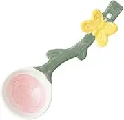 Tablespoons 2-Piece Cute Ceramic Spoon Breakfast Spoon Dessert Spoon Ice Cream Spoon Rice Spoon Suitable for Women, Girls, Children Serving Spoon(Pink)