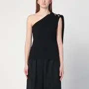 [Bottega Veneta] Black top in viscose crêpe and wool 42 IT Black