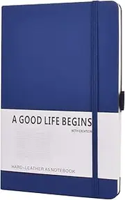 SAYEEC Lined Journal Notebook 1 Pack, A5 Hardcover Notebook for Work with Pockets, 200 Pages Thick Paper, Medium 14 cm × 21 cm (Blue)