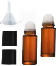 2Pcs Brown 50ml Glass Essential Oil Roller Bottles Refillable Roll on Bottles