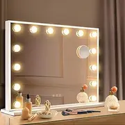 [Simplus] Large Vanity Mirror with Lights, Hollywood Lighted Makeup Mirror with 14 Dimmable LED Bulbs for Dressing Room & Bedroom, Tabletop, Slim Metal Frame Design, White