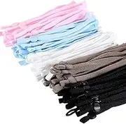 100 Pieces Elastic Band Cord with Adjustable Buckle, Stretchy Earloop Cord Rope Sewing Cord Adjuster for DIY Face Cover Craft Making, Black, White, Brown, Blue and Pink