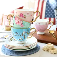 在飛比找松果購物優惠-歐式小奢華骨瓷咖啡杯套裝 精緻下午茶茶具 英式花茶杯 家用 