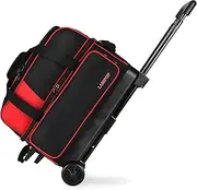 LARIPOP Dual Roller 2-Ball Bowling Bag, Featuring a Separate Large Shoe Compartment Capable of Accommodating Bowling Shoes, a 3-Section Telescopic Handle That Extends Up to 40" Designed for Travel.