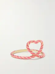[Alison Lou] Alison Lou - Heart Streamer 14-karat Gold And Enamel Ring - Pink - 6 6 Pink