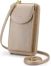 [S-ZONE] PU Leather RFID Blocking Crossbody Cell Phone Bag for Women Wallet Purse