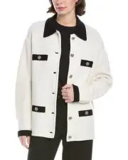 Alice + Olivia Phoebe Mid-Length Oversized Wool-Blend Cardigan Women's White Xs