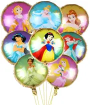 8Pcs Princess Theme Helium Balloon Set Kids Girls Party Decorations