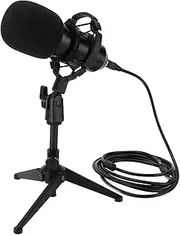 Condenser Microphone Kit USB Plug Tripod Stand Set Recording Mic Live Broadcast Equipment Black Metal Unidirectional 20Hz‑20KHz