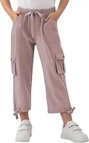 [MoFiz] Girls Cargo Capris Hiking Pants Lightweight Quick Dry Outdoor Athletic Travel Casual Loose Comfy Cute Pockets
