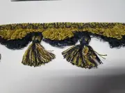 6 yards Double Scallop Tassel Fringe 3" BLUE/GOLD Decorative Fabric Trim WIN41