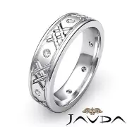 Round Diamond Eternity Wedding Band Mens Comfort Fit Ring 18k White Gold 0.16Ctw