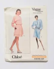 Vogue Pattern Chloe Paris Originals Pattern 2107 Dress Size 6 8 10 Uncut 1988