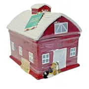 The Pioneer Woman Red Barn Cookie Jar w/ Charlie Dog Bassett Hound Beagle