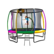 Kahuna Trampoline 14 Ft With Basketball Set - Rainbow