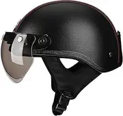 Vintage Motorcycle Helmet Style Adults Open-Face Motorbike Helmets Retro Half Helmet for Scooter Moped Men and Women ECE Certified Helmet F,XL=60-61CM